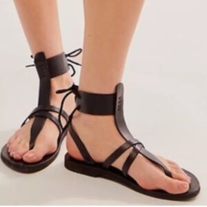 FREE PEOPLE Cool Girl Black Leather Gladiator Sandal Sz 39 NEW $80!!